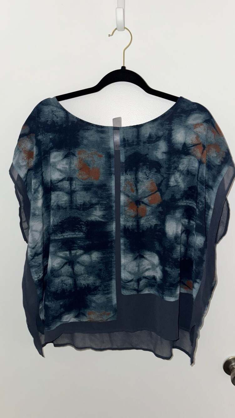 MarlaWynne (HSN) Blue Bohemian Flowy Blouse,